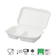 Clam Box 1000ml 2 Compartments Sugarcane Brenta 530004 25 pieces 